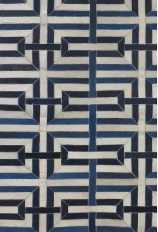 Winfield Hide Rug - Ivory/Navy - Exquisite Rugs - Blue - Blue