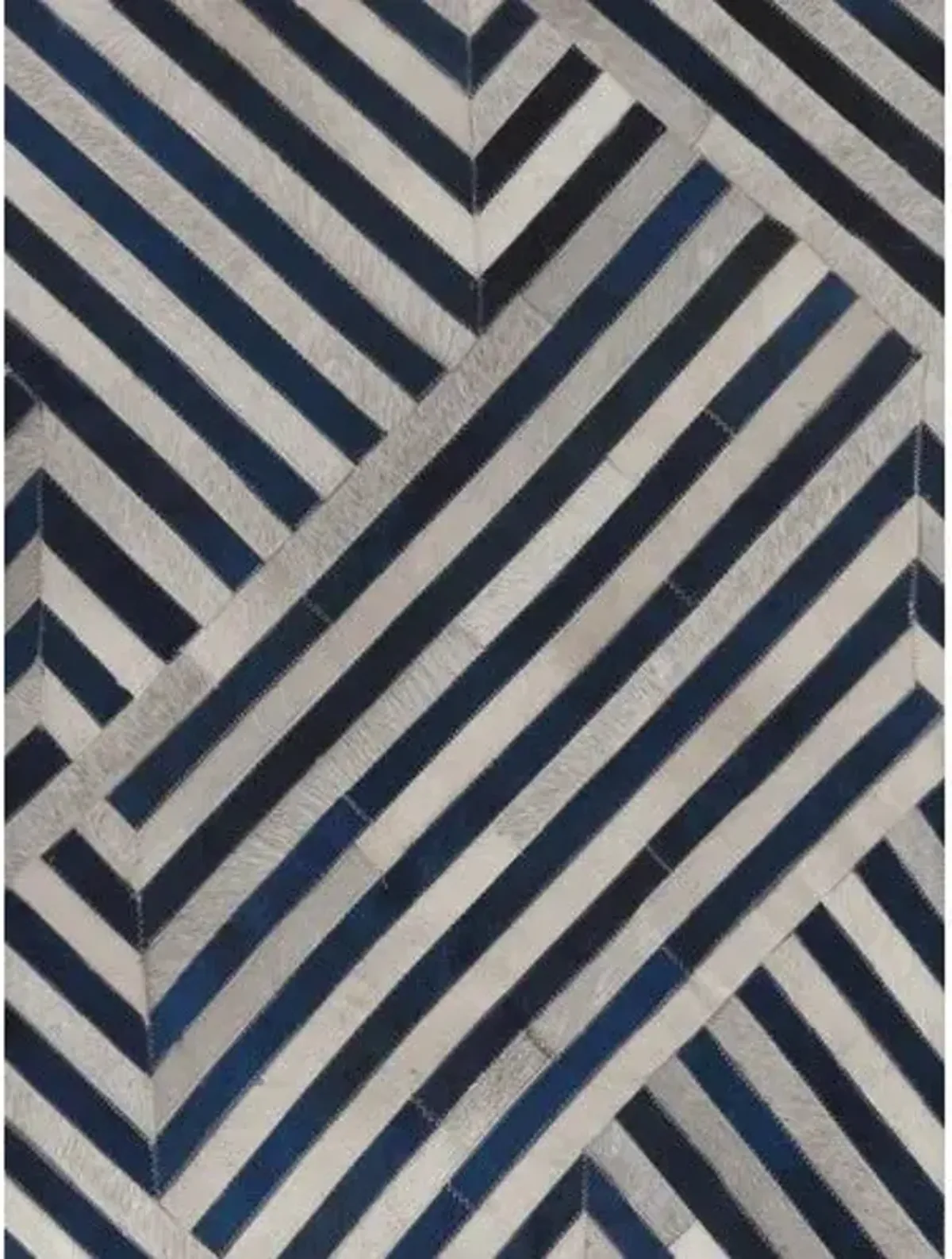 Edson Hide Rug - Ivory/Navy - Exquisite Rugs - Blue - Blue