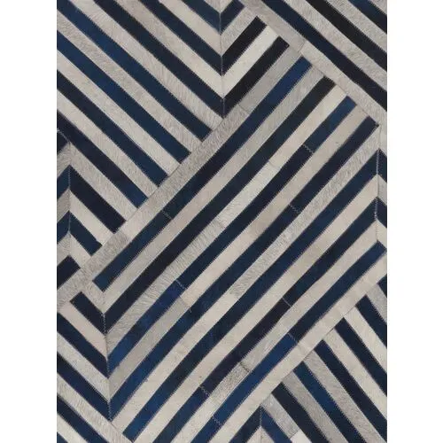 Edson Hide Rug - Ivory/Navy - Exquisite Rugs - Blue - Blue
