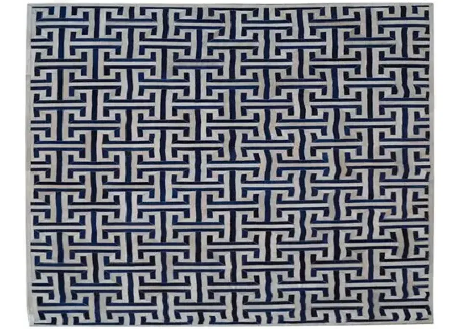 Edith Hide Rug - Ivory/Navy - Exquisite Rugs - Blue - Blue