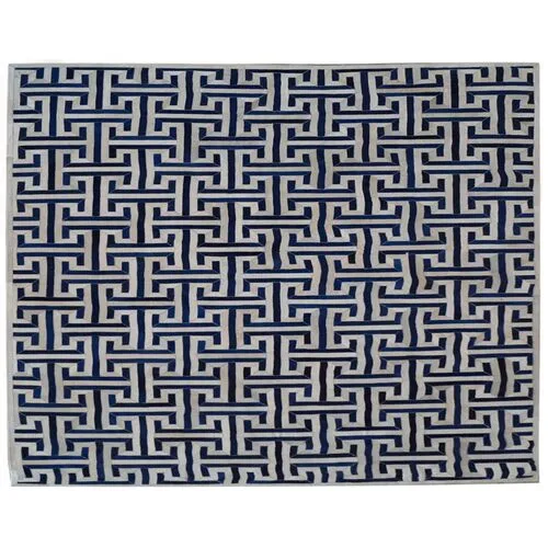 Edith Hide Rug - Ivory/Navy - Exquisite Rugs - Blue - Blue