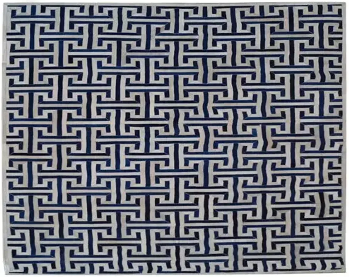 Edith Hide Rug - Ivory/Navy - Exquisite Rugs - Blue - Blue