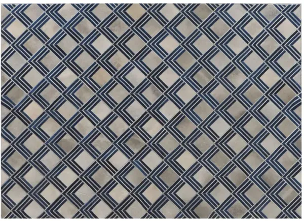 Eliot Hide Rug - Ivory/Navy - Exquisite Rugs - Blue - Blue