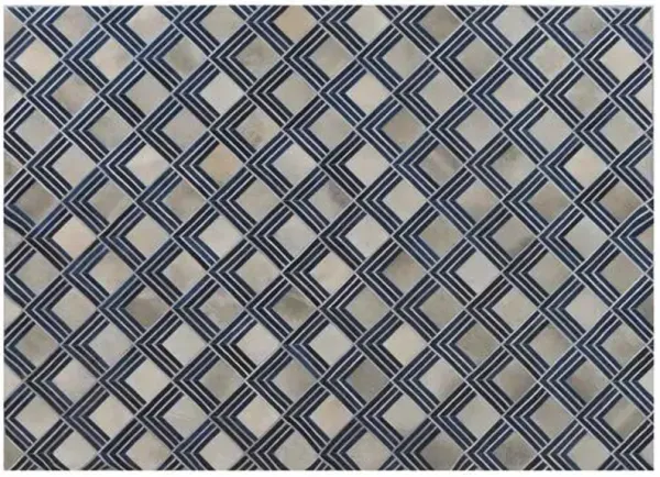 Eliot Hide Rug - Ivory/Navy - Exquisite Rugs - Blue - Blue