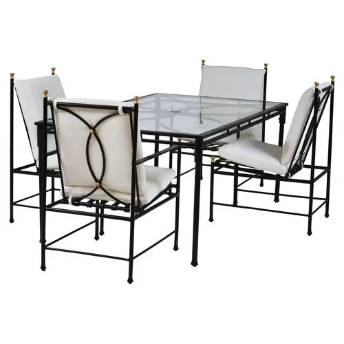 Frances 7-Pc Rectangular Outdoor Dining Set - White