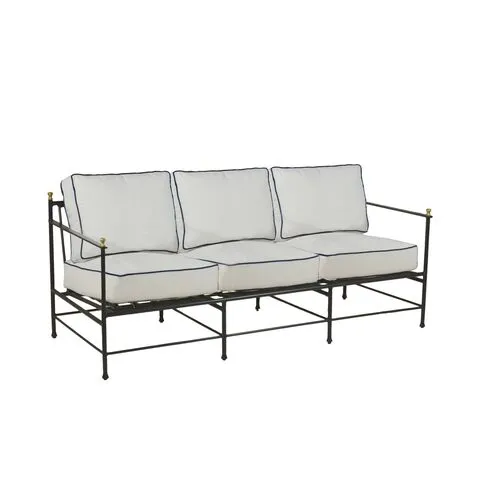 Frances Outdoor Sofa - White/Black Welt