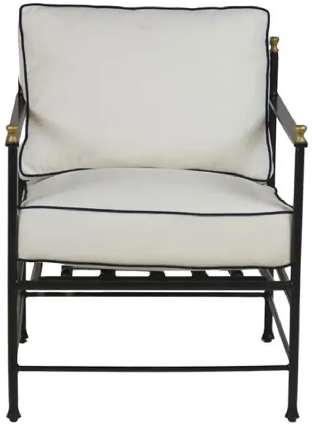 Frances Outdoor Lounge Chair - White/Black Welt