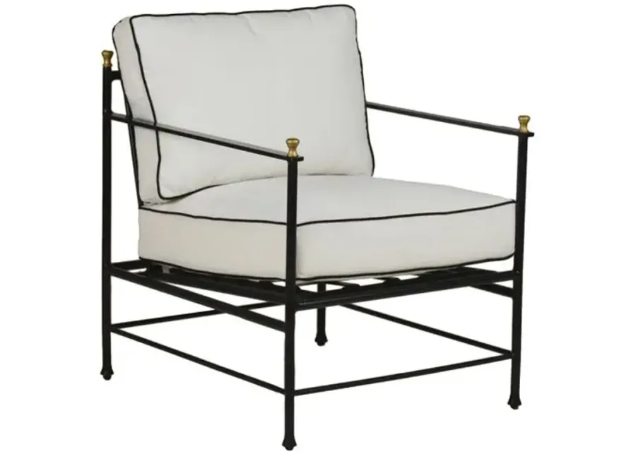 Frances Outdoor Lounge Chair - White/Black Welt