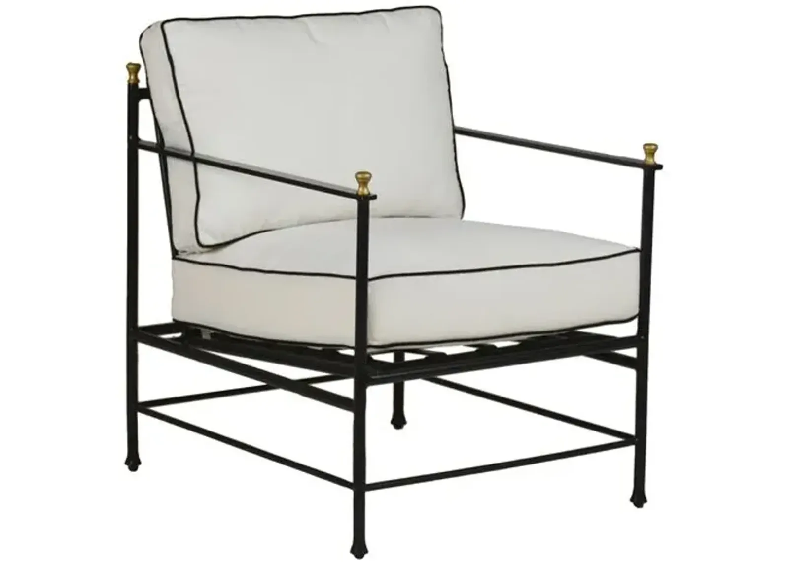 Frances Outdoor Lounge Chair - White/Black Welt