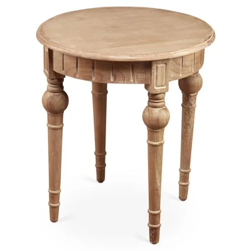 Mathis Round Side Table - Natural - Handcrafted - Beige