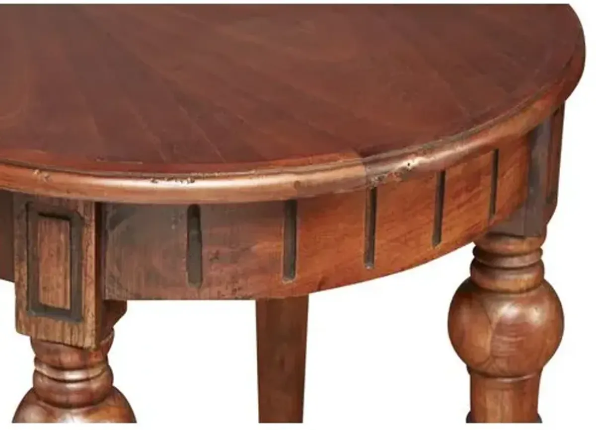 Mathis Round Side Table - Mahogany - Handcrafted - Brown