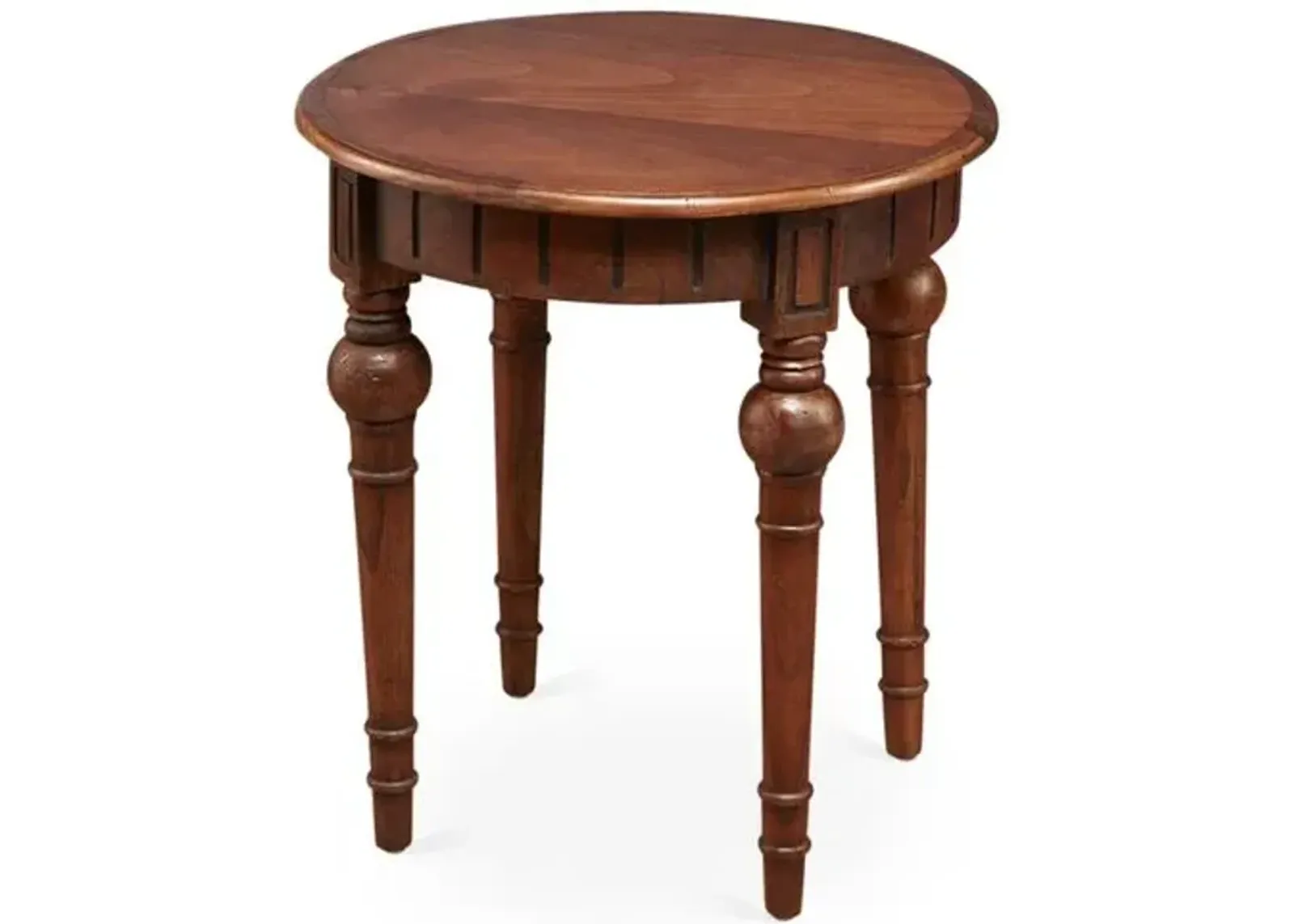 Mathis Round Side Table - Mahogany - Handcrafted - Brown