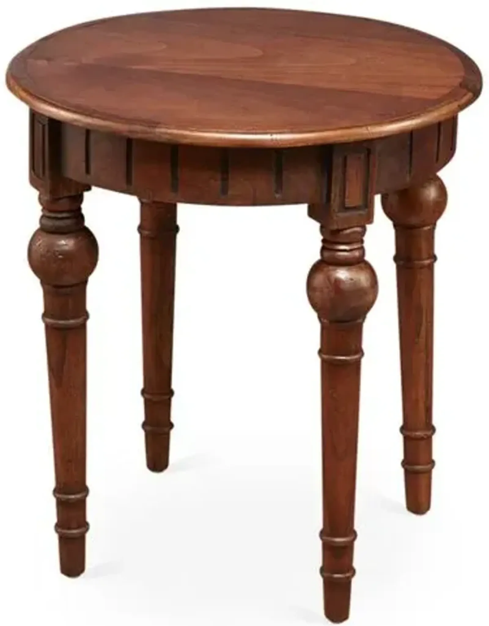 Mathis Round Side Table - Mahogany - Handcrafted - Brown