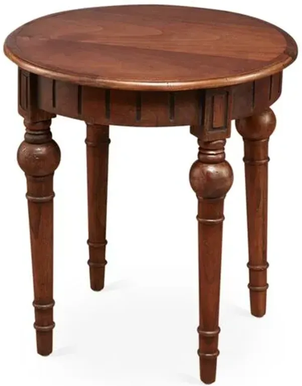 Mathis Round Side Table - Mahogany - Handcrafted - Brown