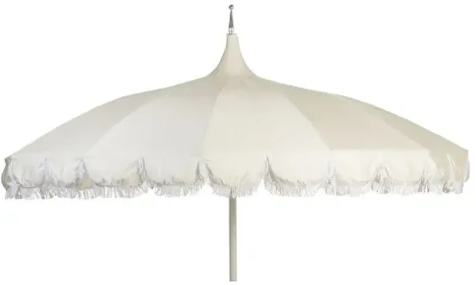 Aya Fringe Patio Umbrella - White