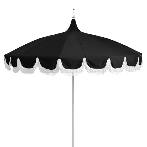 Aya Pagoda Fringe Patio Umbrella - Black