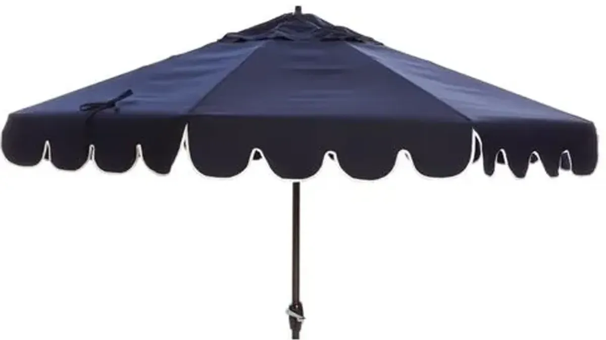 Phoebe Scallop-Edge Patio Umbrella - Navy - Blue