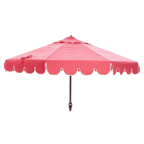 Phoebe Scallop-Edge Patio Umbrella - Hot Pink