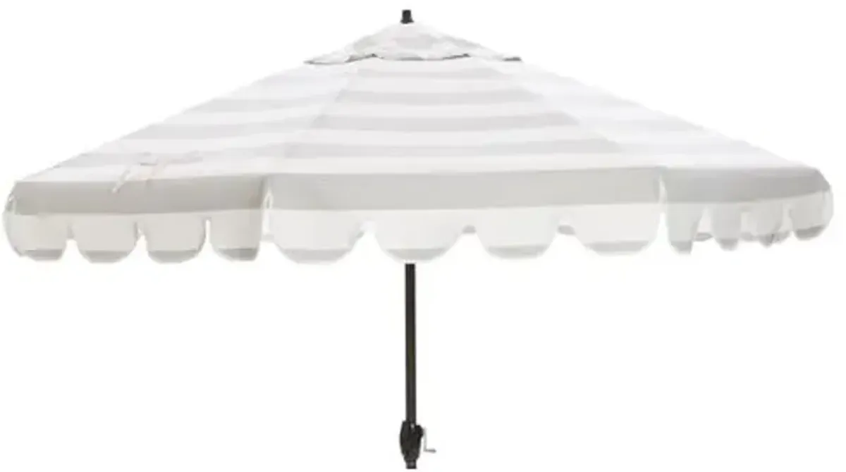 Phoebe Scallop-Edge Patio Umbrella - Gray/White