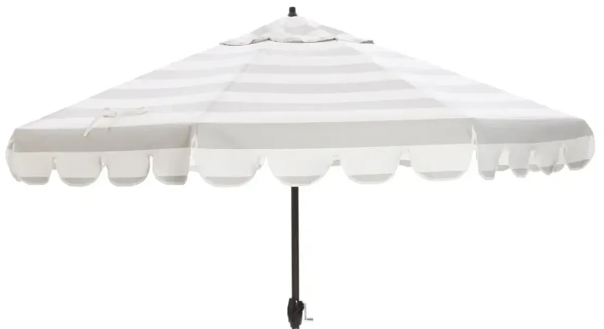 Phoebe Scallop-Edge Patio Umbrella - Sunbrella Stripe - Gray