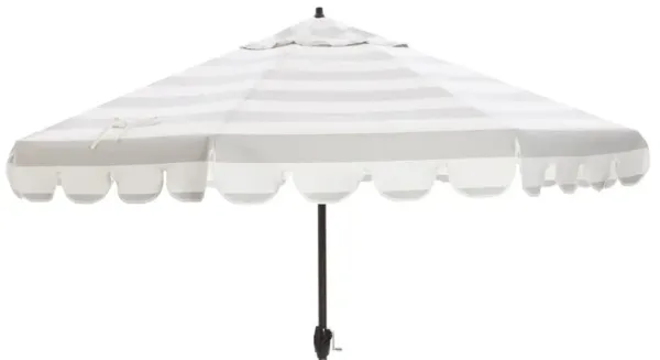Phoebe Scallop-Edge Patio Umbrella - Sunbrella Stripe - Gray