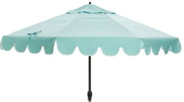 Phoebe Scallop-Edge Patio Umbrella - Sunbrella - Blue
