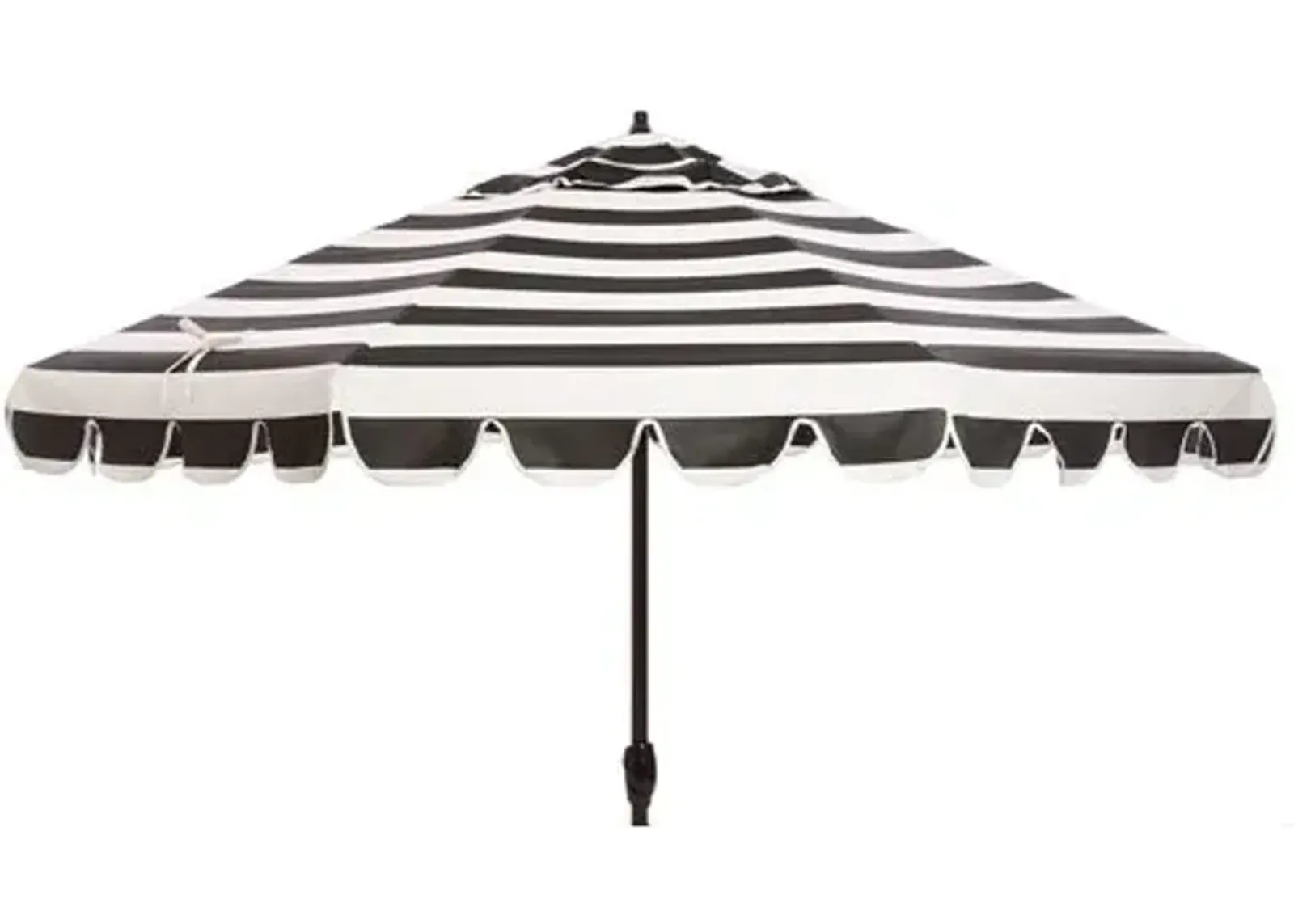 Phoebe Scallop-Edge Patio Umbrella - Black/White Stripe