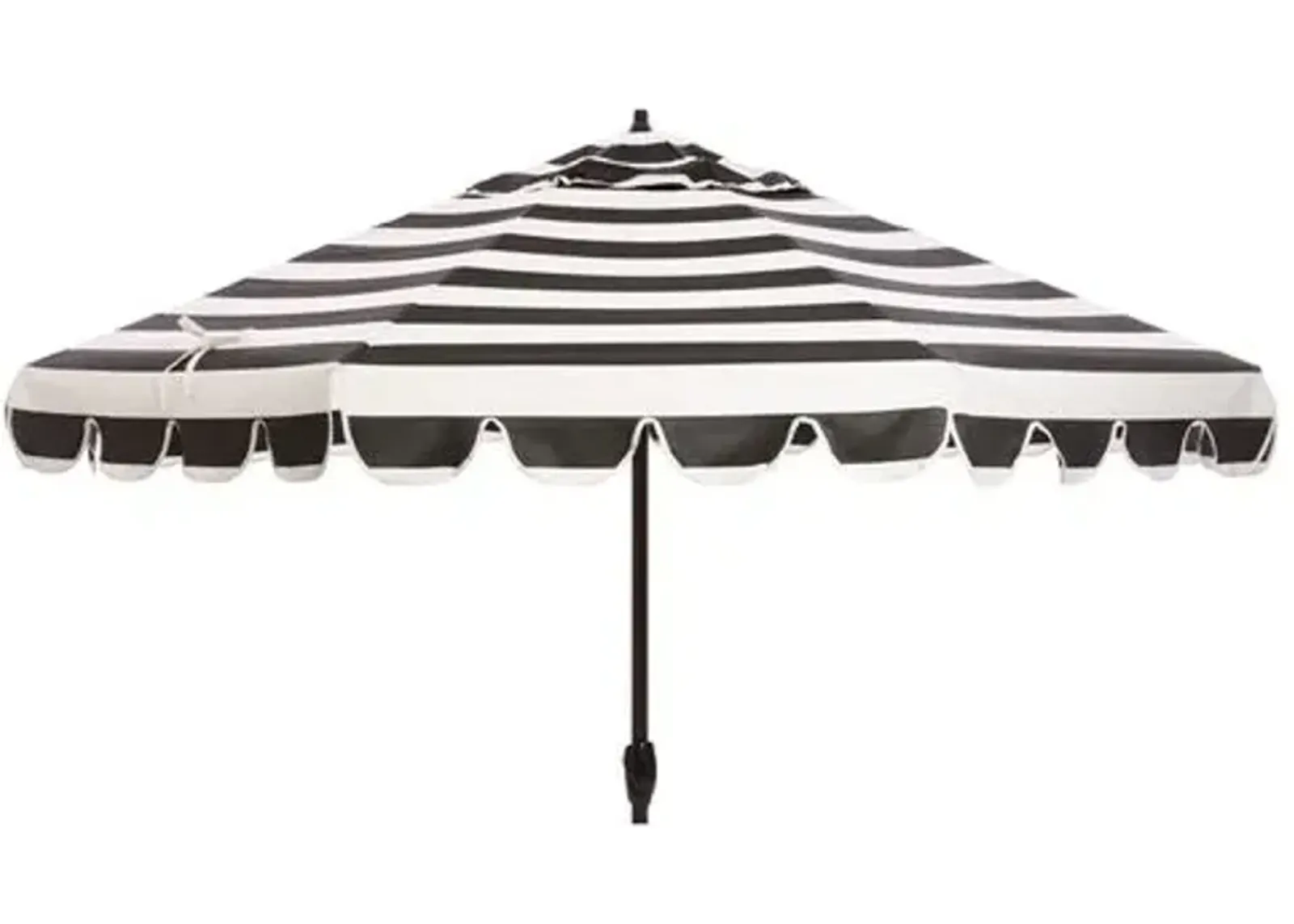 Phoebe Scallop-Edge Patio Umbrella - Black/White Stripe