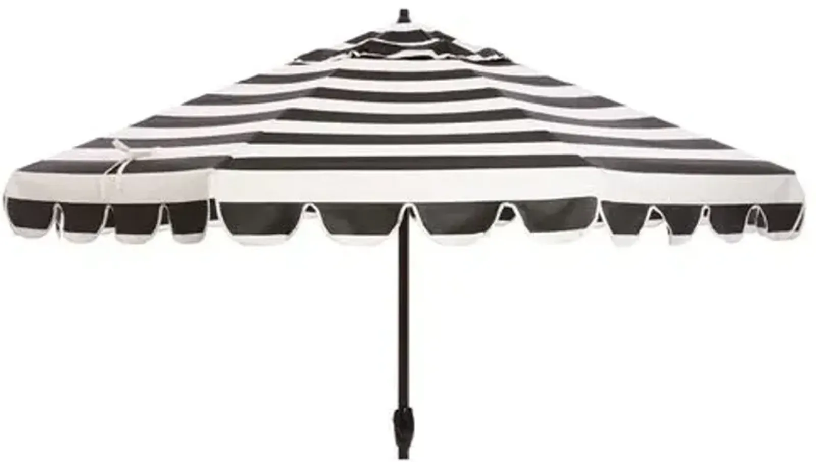 Phoebe Scallop-Edge Patio Umbrella - Black/White Stripe