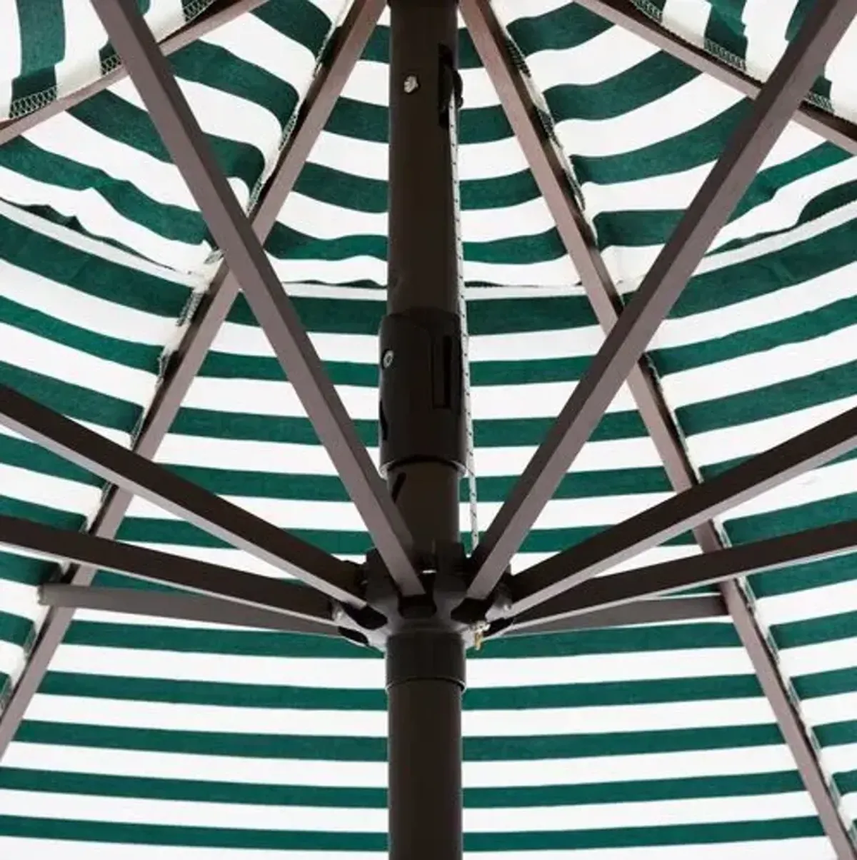 Phoebe Scallop-Edge Patio Umbrella - Green Stripe