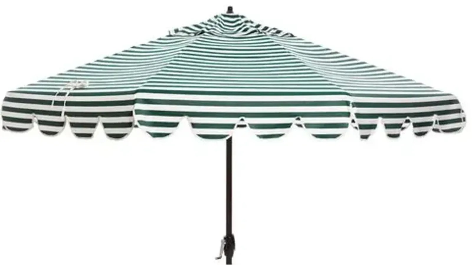 Phoebe Scallop-Edge Patio Umbrella - Green Stripe