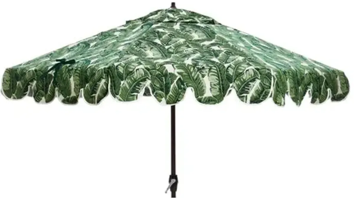 Phoebe Scallop-Edge Patio Umbrella - Palm Leaf - Green