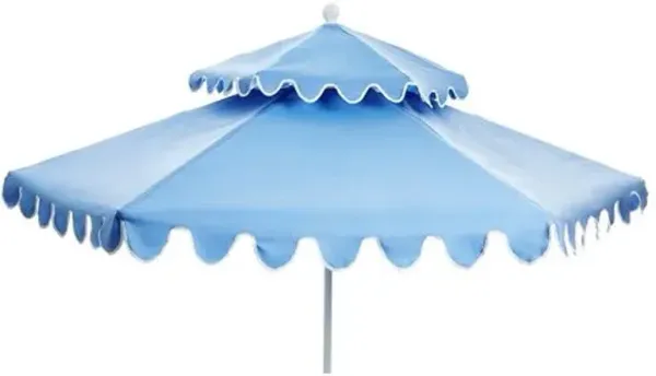 Daiana Two-Tier Patio Umbrella - Sunbrella - Blue