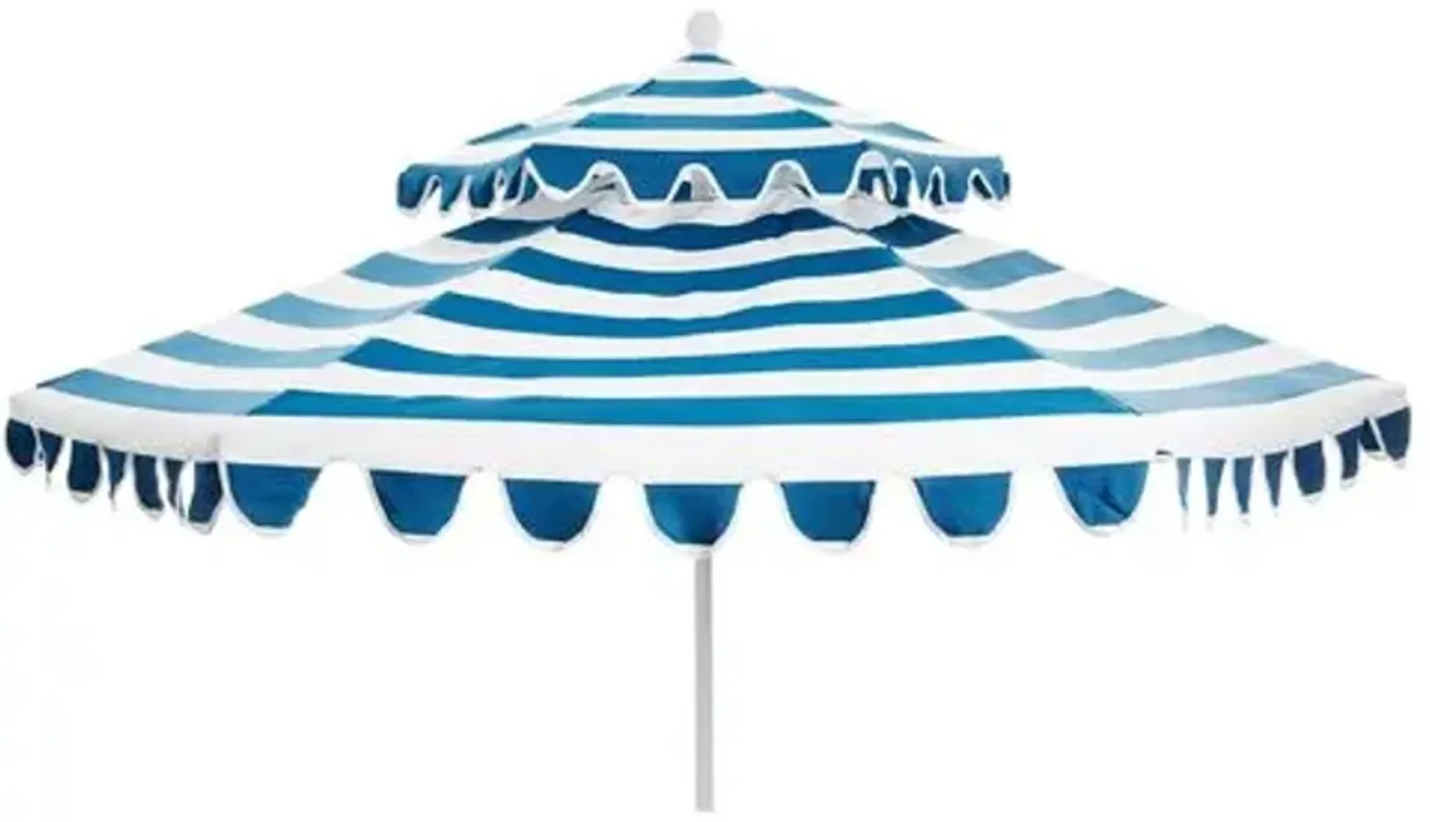 Daiana Two-Tier Patio Umbrella - Blue Stripe