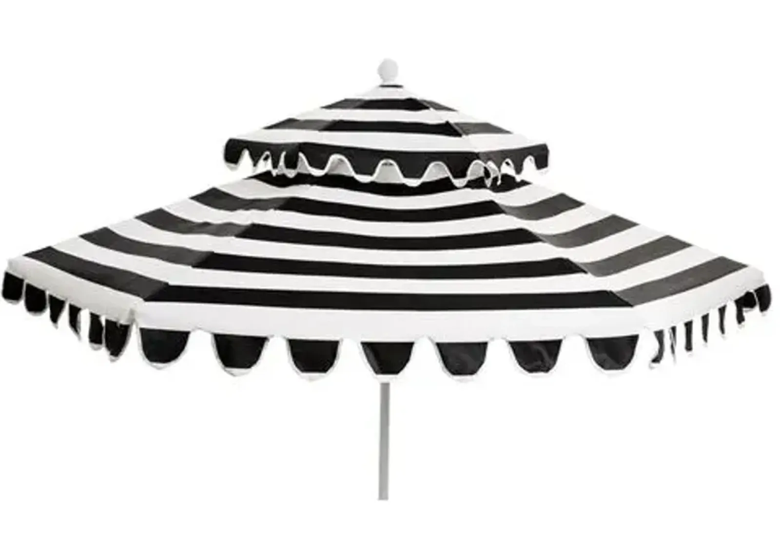 Daiana Two-Tier Patio Umbrella - Black/White Stripe