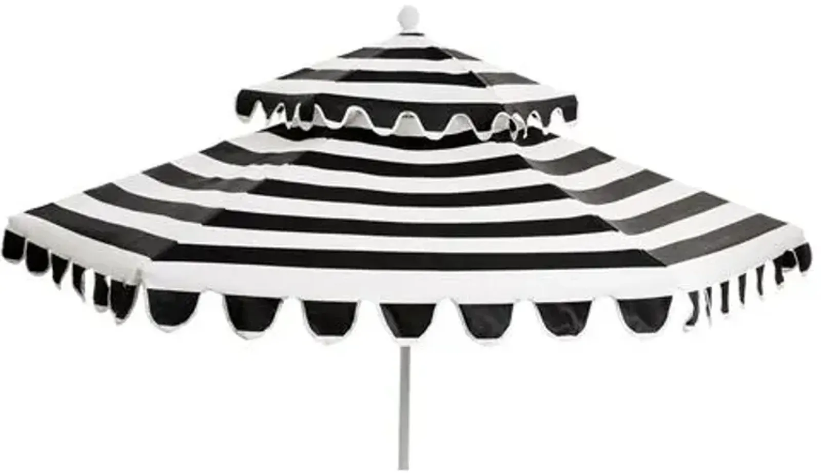 Daiana Two-Tier Patio Umbrella - Black/White Stripe