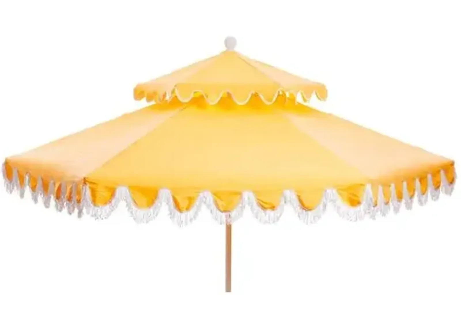 Daiana Two-Tier Fringe Patio Umbrella - Yellow