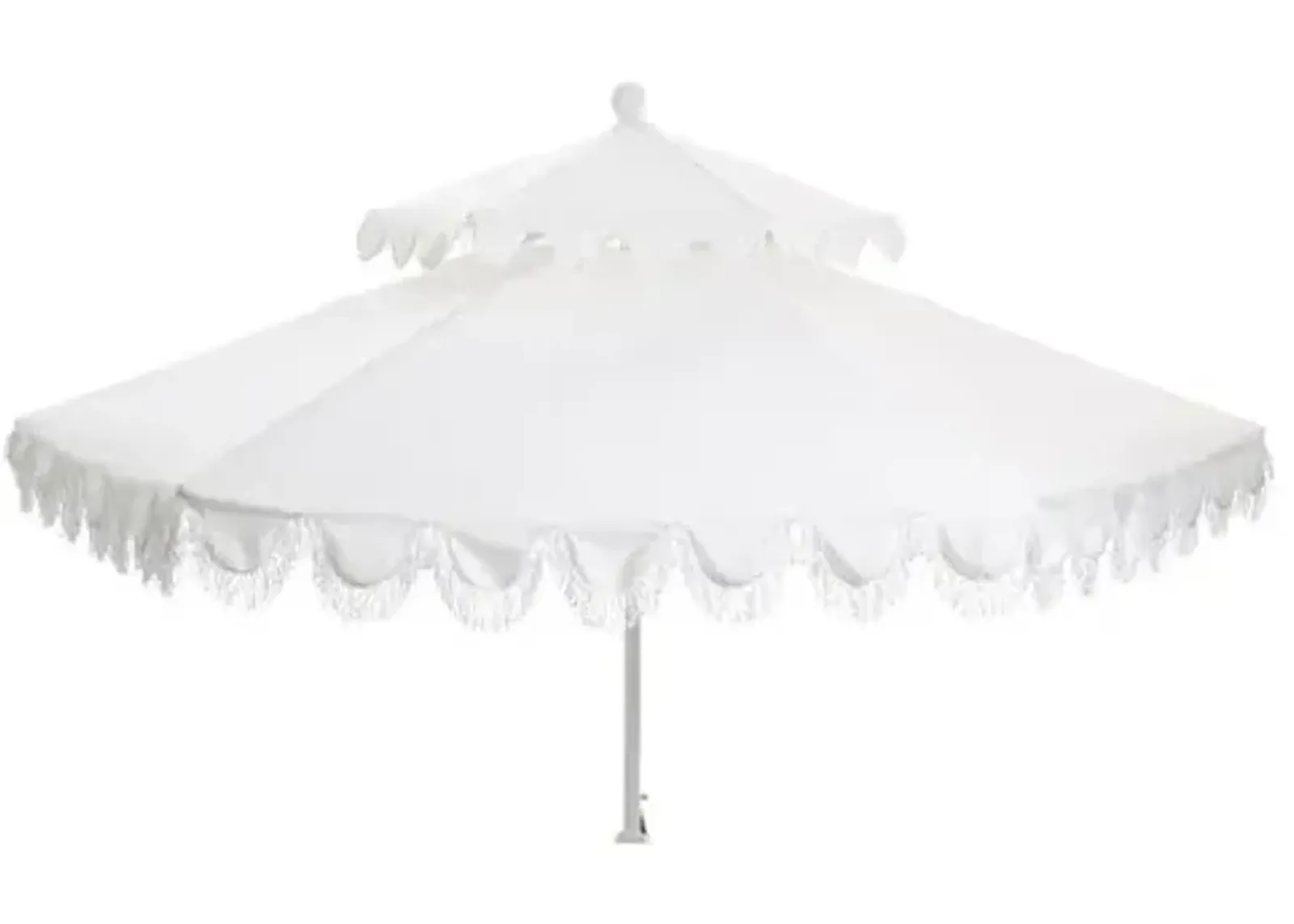 Daiana Two-Tier Fringe Patio Umbrella - White