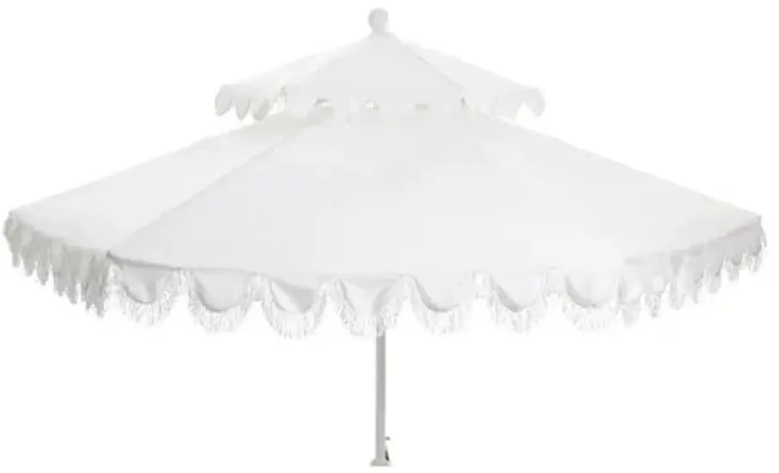 Daiana Two-Tier Fringe Patio Umbrella - White