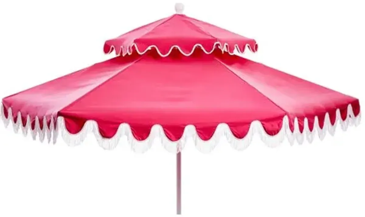 Daiana Two-Tier Fringe Patio Umbrella - Hot Pink