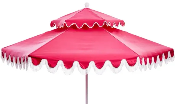Daiana Fringe Two-Tier Patio Umbrella - Sunbrella - Pink