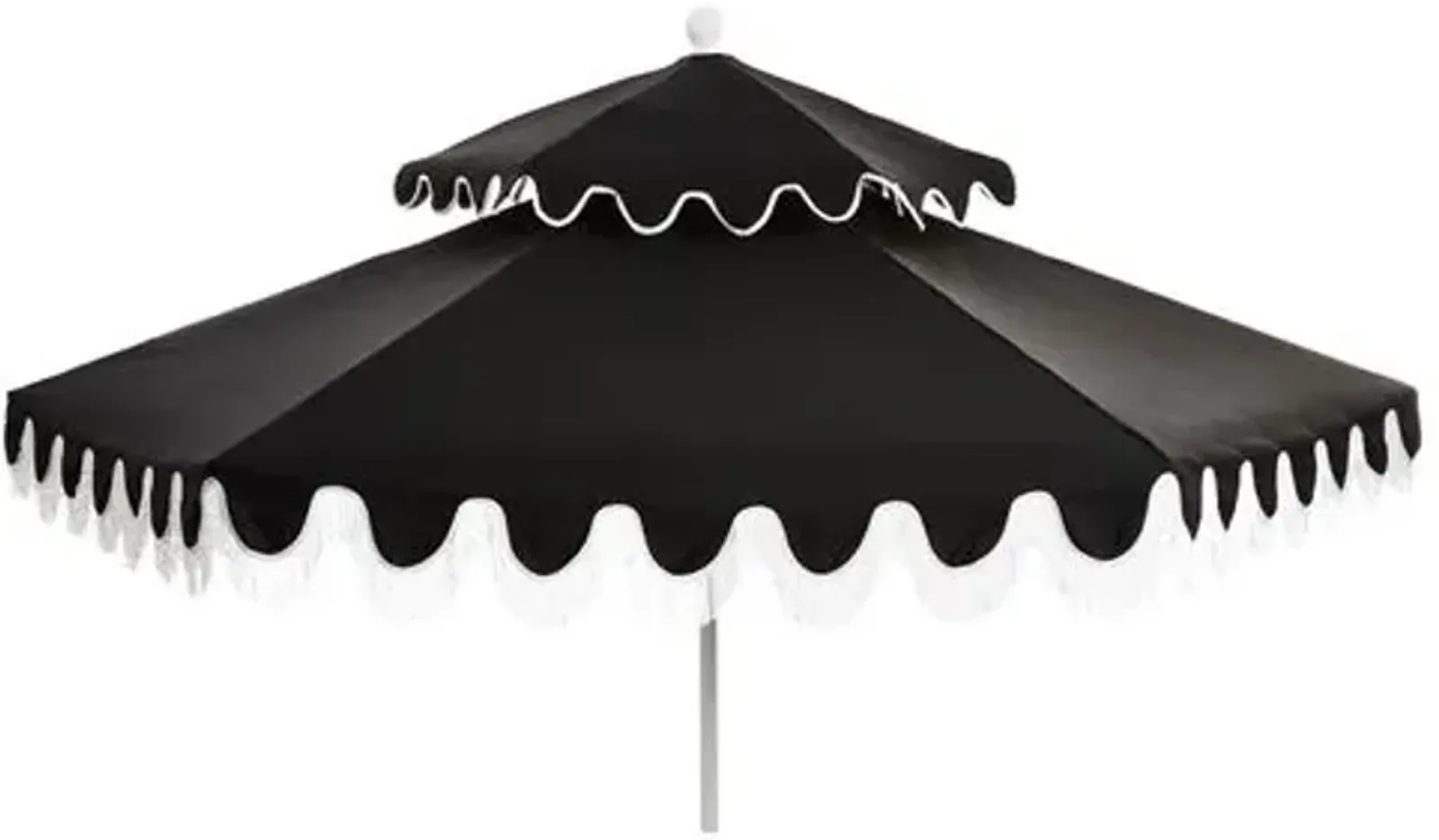 Daiana Two-Tier Fringe Patio Umbrella - Black/White