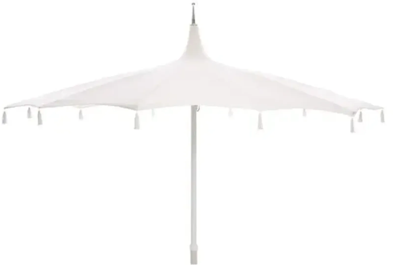 Rena Tassel Patio Umbrella - White