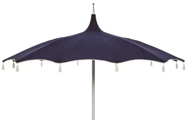 Rena Pagoda Tassel Patio Umbrella - Sunbrella - Blue
