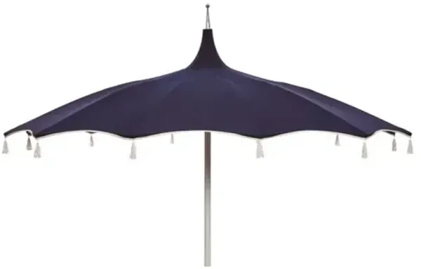 Rena Pagoda Tassel Patio Umbrella - Sunbrella - Blue