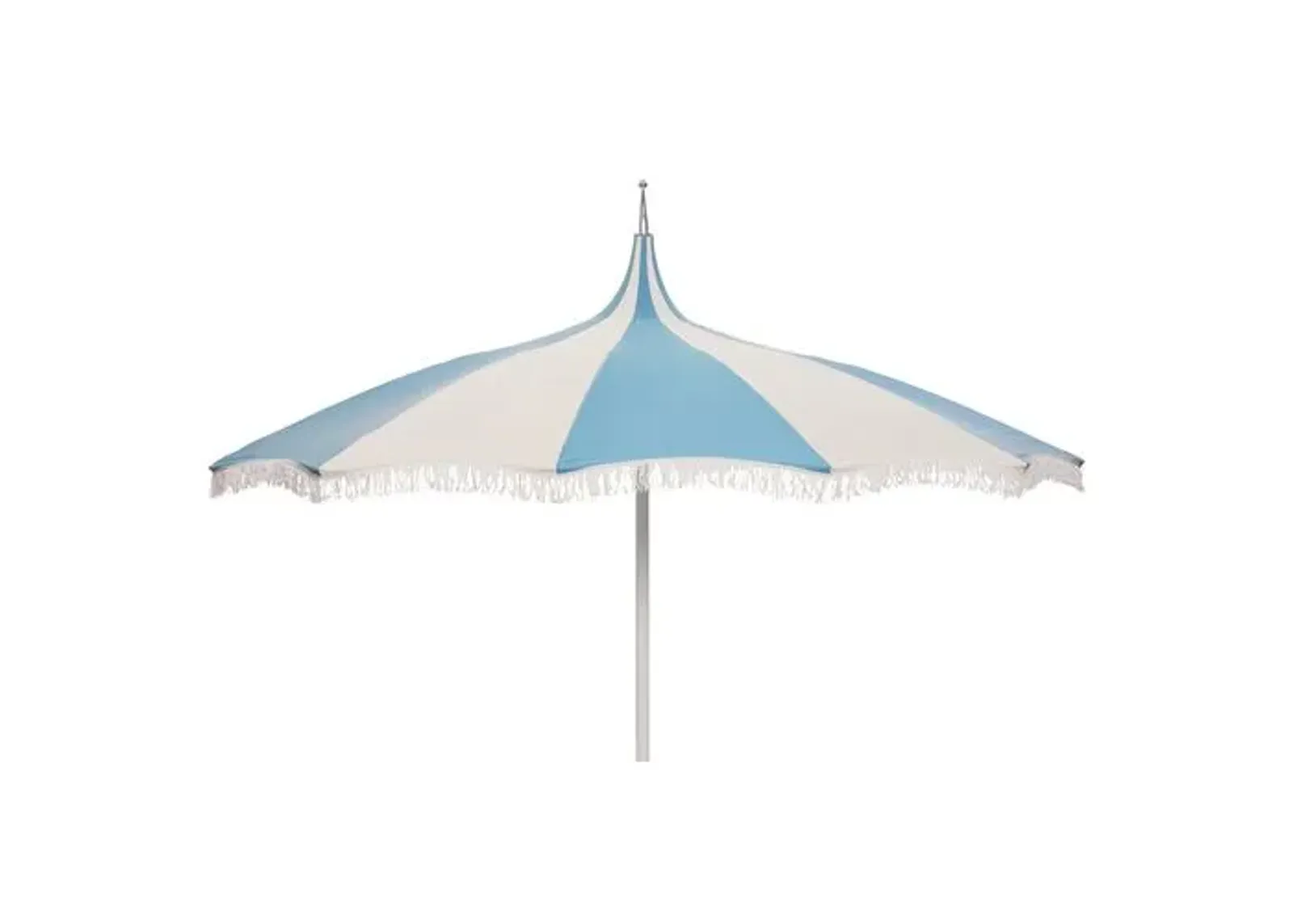 Ari Pagoda Fringe Patio Umbrella - Blue/White