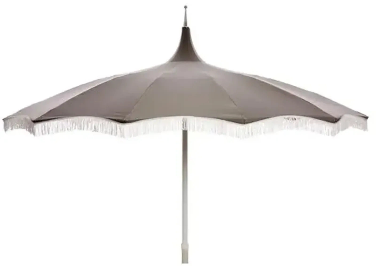 Ari Pagoda Fringe Patio Umbrella - Charcoal/White - Gray