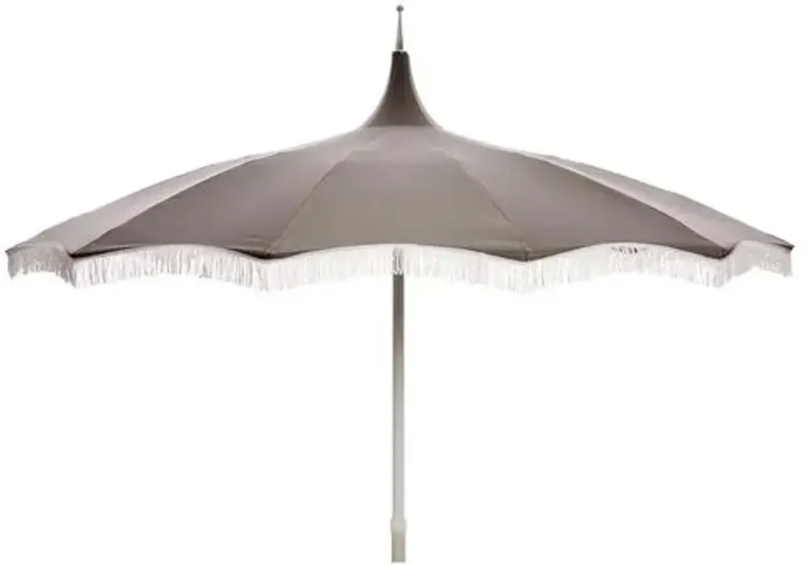 Ari Pagoda Fringe Patio Umbrella - Charcoal/White - Gray