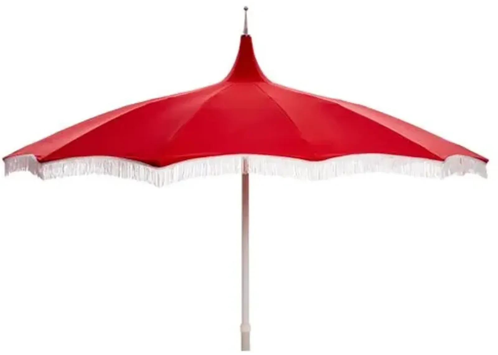 Ari Pagoda Fringe Patio Umbrella - Red/White