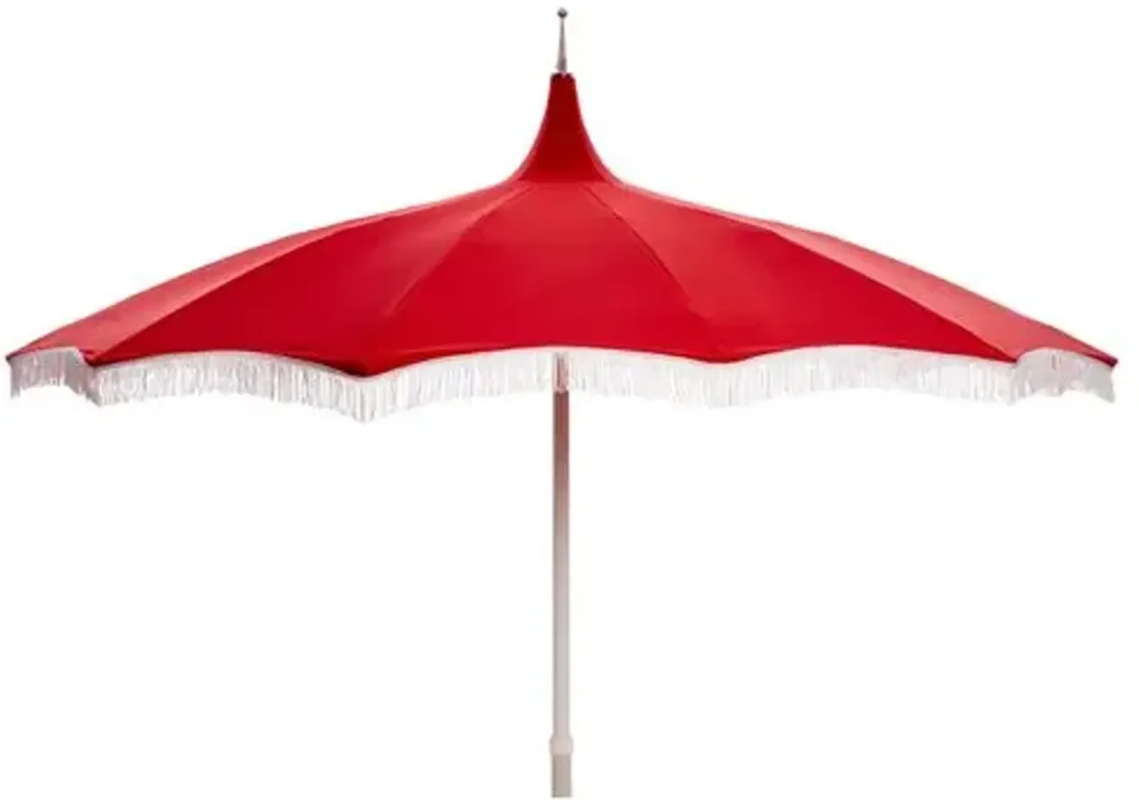 Ari Pagoda Fringe Patio Umbrella - Red/White